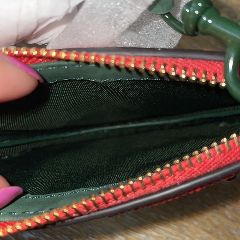 Tory Burch Red & Green Watermelon Beaded Zip Card Holder - Picture 9 of 10